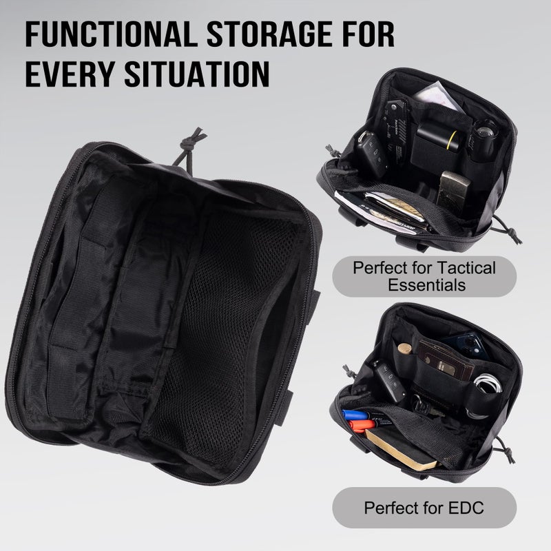OneTigris حقيبة OneTigris MOLLE، حقيبة إدارية تكتيكية لحزام أدوات EDC، منظم أدوات بسحاب، حقيبة خصر Utility 7.5"x5"x2" - Image 2